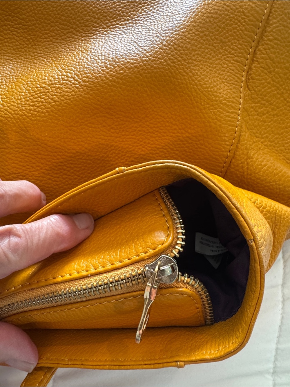 Christopher Kon yellow leather bag with purple lining - Picture 14 of 14